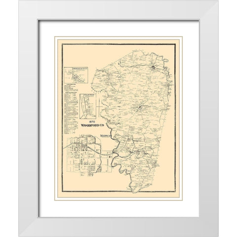 Woodford County Kentucky - Beers 1970  White Modern Wood Framed Art Print with Double Matting by Beers