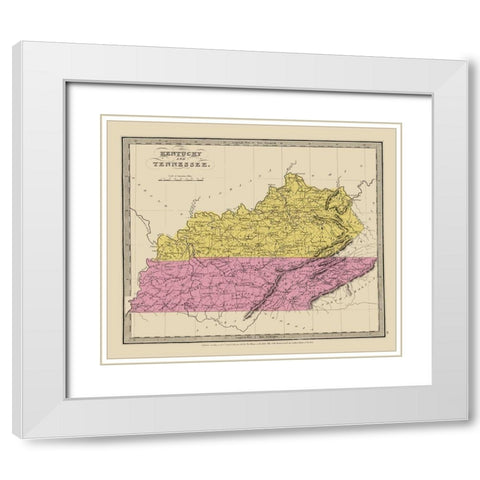 Kentucky, Tennessee - Illman 1834 White Modern Wood Framed Art Print with Double Matting by Illman