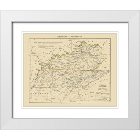 Kentucky, Tennessee - Westermann 1854 White Modern Wood Framed Art Print with Double Matting by Westermann
