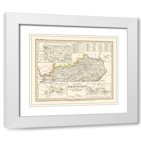 Kentucky -  1845 White Modern Wood Framed Art Print with Double Matting by Erklarung