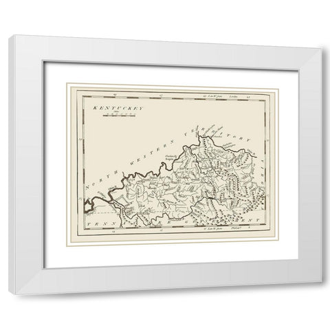 Kentucky - Carey 1796 White Modern Wood Framed Art Print with Double Matting by Carey