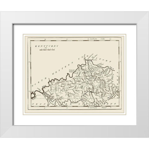 Kentucky - Carey 1796 White Modern Wood Framed Art Print with Double Matting by Carey