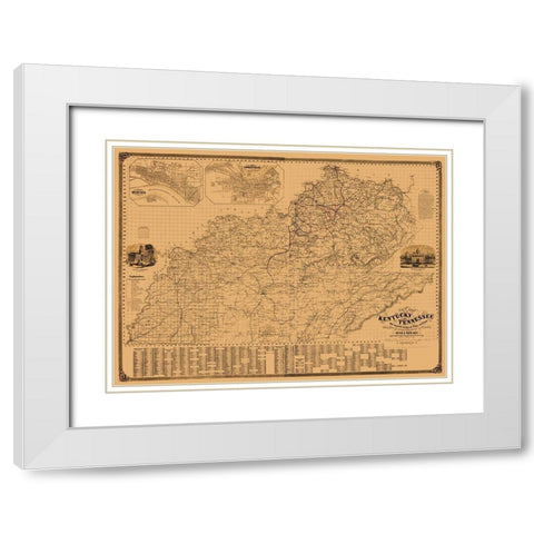Kentucky, Tennessee - Campbell 1861 White Modern Wood Framed Art Print with Double Matting by Campbell