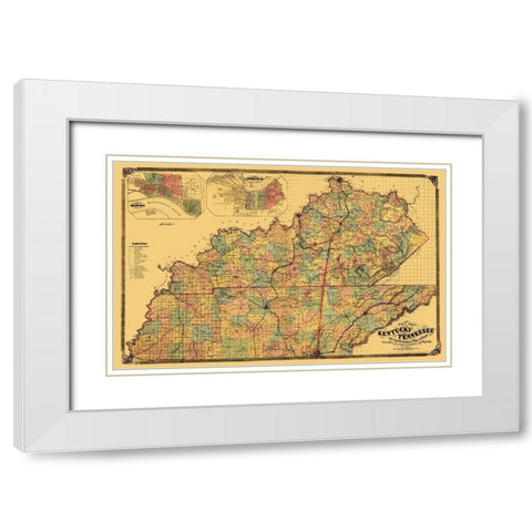 Kentucky, Tennessee - Middleton 1861 White Modern Wood Framed Art Print with Double Matting by Middleton