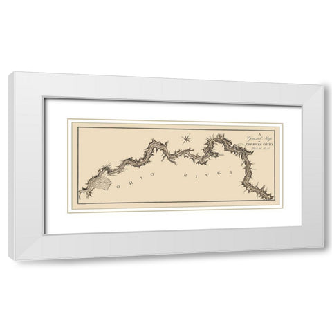 Ohio River Kentucky - Collot 1796 White Modern Wood Framed Art Print with Double Matting by Collot
