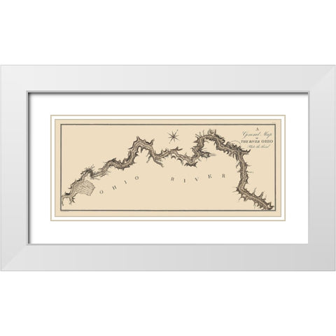 Ohio River Kentucky - Collot 1796 White Modern Wood Framed Art Print with Double Matting by Collot