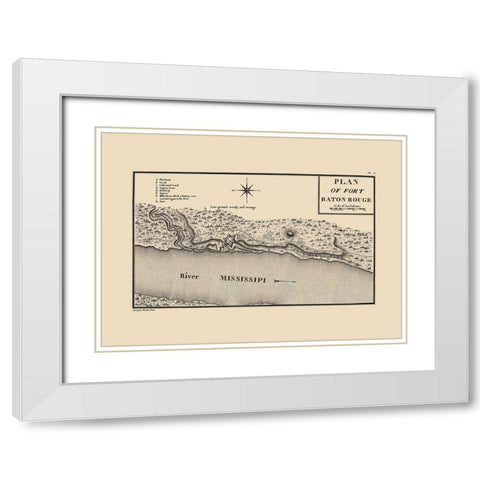 Fort Baton Rouge Louisiana - Collot 1796 White Modern Wood Framed Art Print with Double Matting by Collot