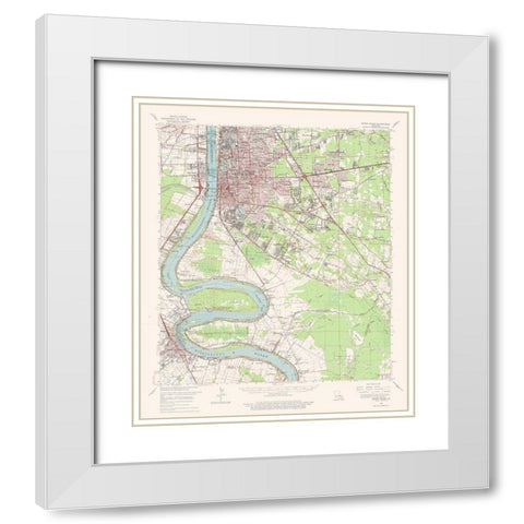 Baton Rouge Louisiana Quad - USGS 1963 White Modern Wood Framed Art Print with Double Matting by USGS