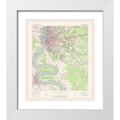 Baton Rouge Louisiana Quad - USGS 1963 White Modern Wood Framed Art Print with Double Matting by USGS