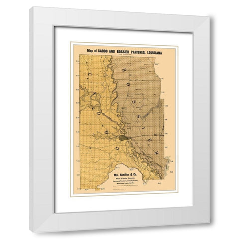 Caddo Bossier Parishes Louisiana - Kenyon 1904  White Modern Wood Framed Art Print with Double Matting by Kenyon