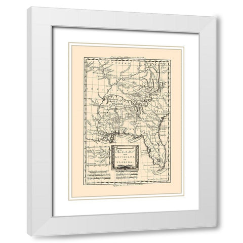 Louisiana Florida -1785 White Modern Wood Framed Art Print with Double Matting by Unknown