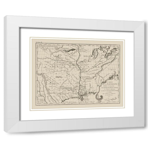Louisiana French Colony  - Jefferys 1767  White Modern Wood Framed Art Print with Double Matting by Jefferys