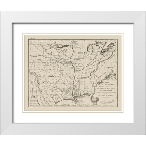Louisiana French Colony  - Jefferys 1767  White Modern Wood Framed Art Print with Double Matting by Jefferys