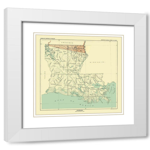 Louisiana - Hoen 1896 White Modern Wood Framed Art Print with Double Matting by Hoen