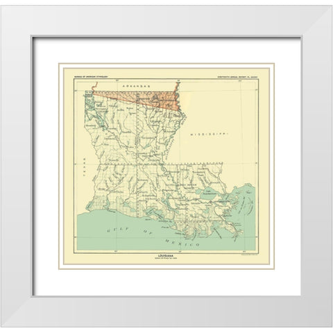 Louisiana - Hoen 1896 White Modern Wood Framed Art Print with Double Matting by Hoen