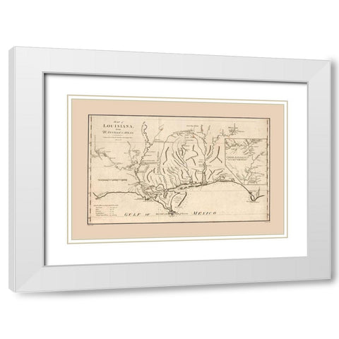 Louisiana - DAnville 1788 White Modern Wood Framed Art Print with Double Matting by D''Anville