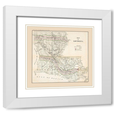 Louisiana - Bowen 1865  White Modern Wood Framed Art Print with Double Matting by Bowen