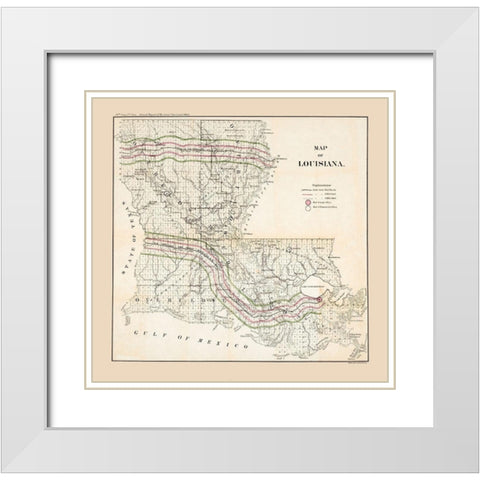 Louisiana - Bowen 1865  White Modern Wood Framed Art Print with Double Matting by Bowen
