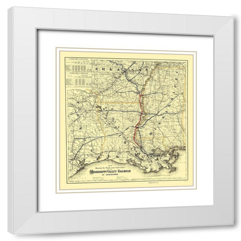 Mississippi Valley Railroad of Louisiana 1882 White Modern Wood Framed Art Print with Double Matting by Colton