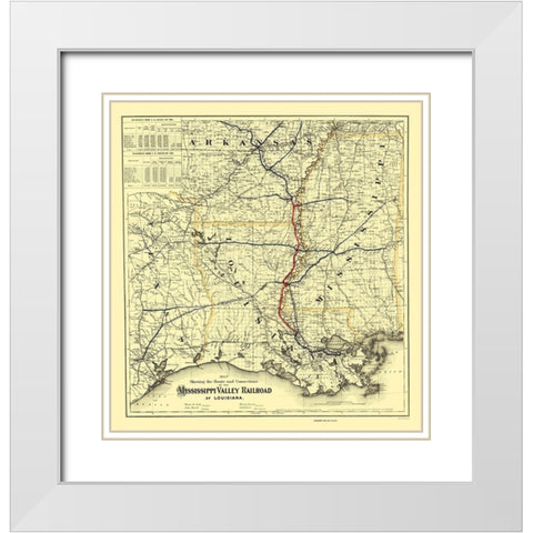Mississippi Valley Railroad of Louisiana 1882 White Modern Wood Framed Art Print with Double Matting by Colton