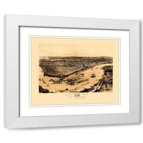 New Orleans Louisiana - Guerber 1851 White Modern Wood Framed Art Print with Double Matting by Guerber