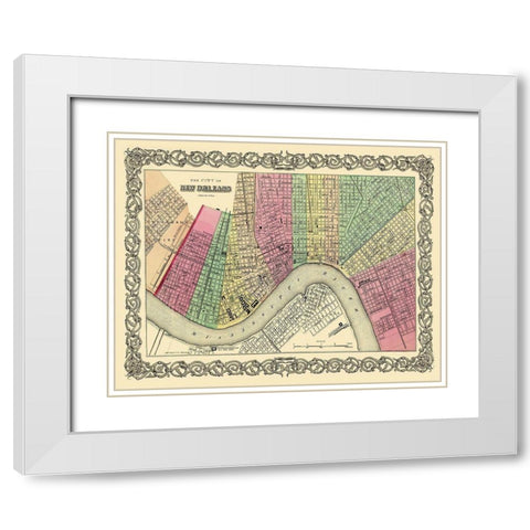 New Orleans Louisiana - Colton 1855 White Modern Wood Framed Art Print with Double Matting by Colton