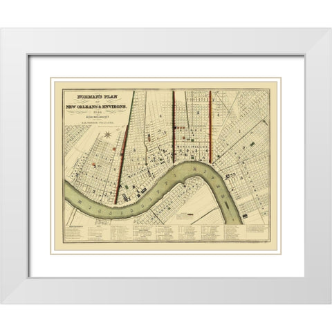 New Orleans Louisiana - Norman 1845 White Modern Wood Framed Art Print with Double Matting by Norman