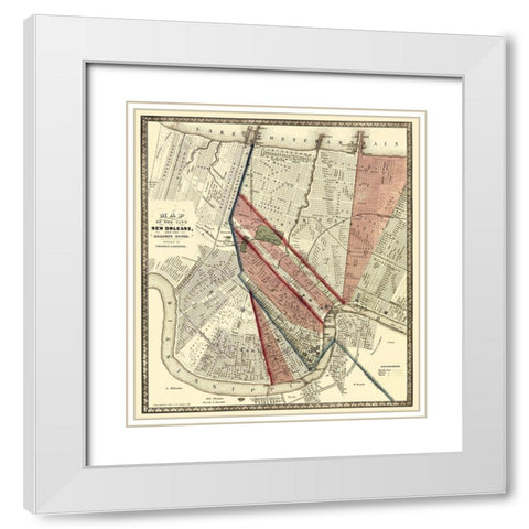 New Orleans Louisiana - Hoen 1861 White Modern Wood Framed Art Print with Double Matting by Hoen
