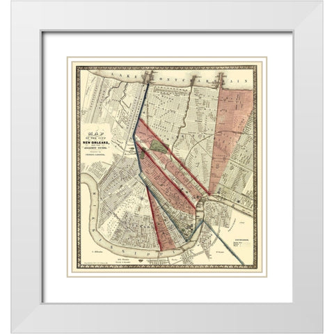 New Orleans Louisiana - Hoen 1861 White Modern Wood Framed Art Print with Double Matting by Hoen
