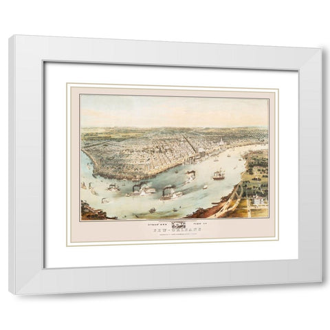 New Orleans Louisiana - Guerber 1851 White Modern Wood Framed Art Print with Double Matting by Guerber