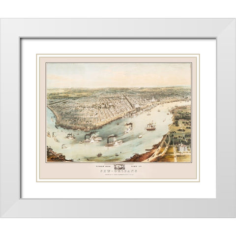 New Orleans Louisiana - Guerber 1851 White Modern Wood Framed Art Print with Double Matting by Guerber