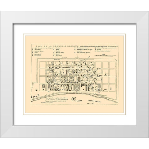 New Orleans Louisiana - Bellin 1744 White Modern Wood Framed Art Print with Double Matting by Bellin