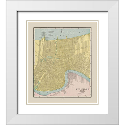 New Orleans Louisiana - Cram 1892 White Modern Wood Framed Art Print with Double Matting by Cram