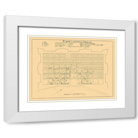 New Orleans Louisiana -1722 White Modern Wood Framed Art Print with Double Matting by Unknown