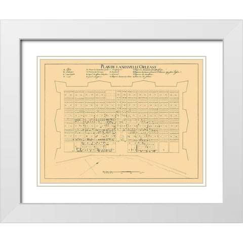 New Orleans Louisiana -1722 White Modern Wood Framed Art Print with Double Matting by Unknown