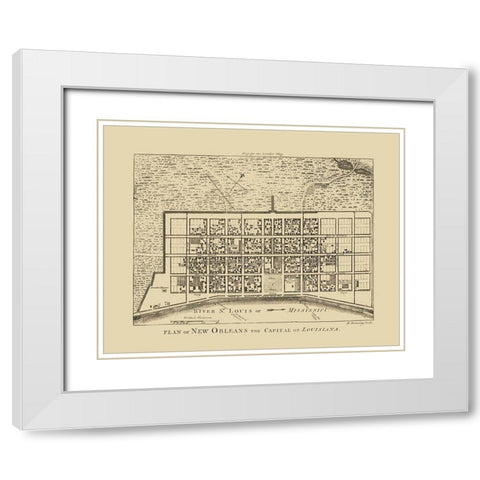 New Orleans Louisiana - Benning 1761  White Modern Wood Framed Art Print with Double Matting by Benning