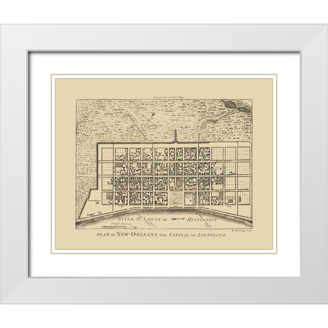New Orleans Louisiana - Benning 1761  White Modern Wood Framed Art Print with Double Matting by Benning