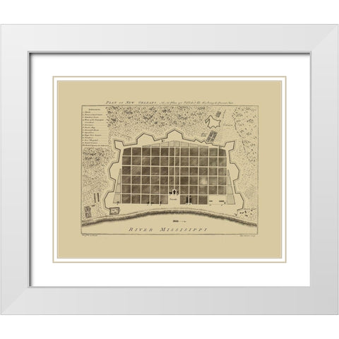 New Orleans Louisiana - Pittman 1770  White Modern Wood Framed Art Print with Double Matting by Pittman