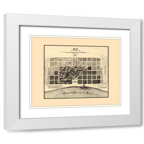 New Orleans Louisiana -1788 White Modern Wood Framed Art Print with Double Matting by Unknown