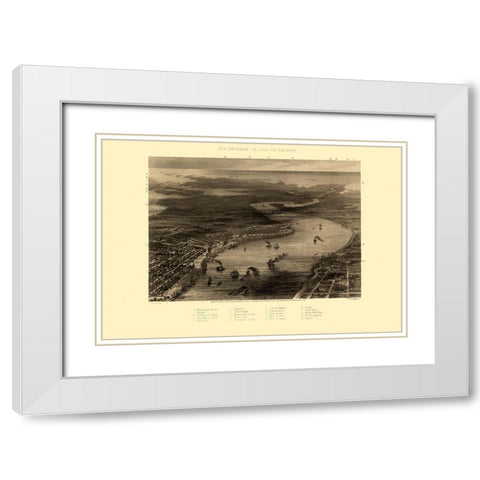 New Orleans Louisiana - Ridgway 1863  White Modern Wood Framed Art Print with Double Matting by Ridgway