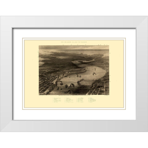 New Orleans Louisiana - Ridgway 1863  White Modern Wood Framed Art Print with Double Matting by Ridgway