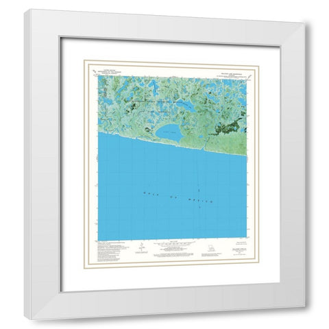 Rollover Lake Louisiana Quad - USGS 1979 White Modern Wood Framed Art Print with Double Matting by USGS