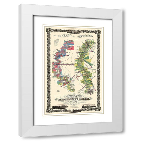 Mississippi River Louisiana Landowner - 1858 White Modern Wood Framed Art Print with Double Matting by Persac