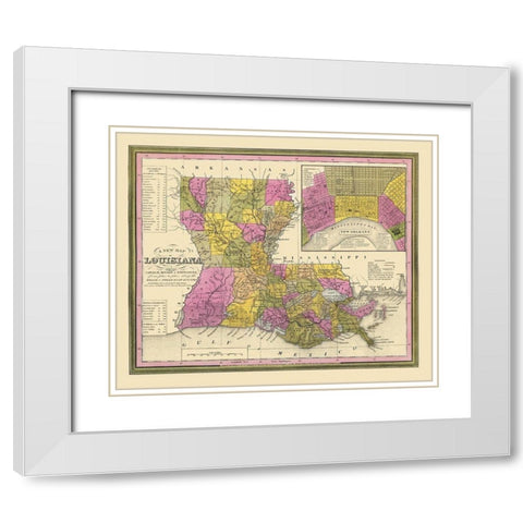 Louisiana - Mitchell 1846 White Modern Wood Framed Art Print with Double Matting by Mitchell