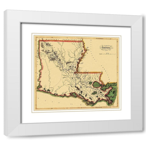 Louisiana - 1814 White Modern Wood Framed Art Print with Double Matting by Carey
