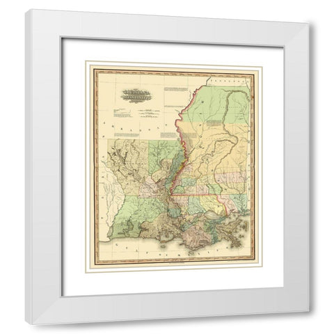 Louisiana, Mississippi - 1820 White Modern Wood Framed Art Print with Double Matting by Tanner