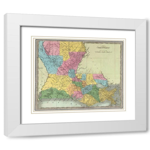 Louisiana - Burr 1835 White Modern Wood Framed Art Print with Double Matting by Burr
