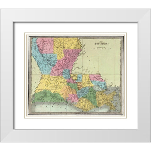 Louisiana - Burr 1835 White Modern Wood Framed Art Print with Double Matting by Burr