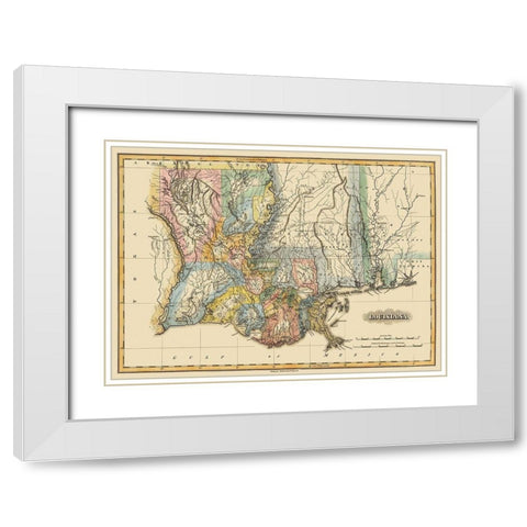 Louisiana - Lucas 1823 White Modern Wood Framed Art Print with Double Matting by Lucas