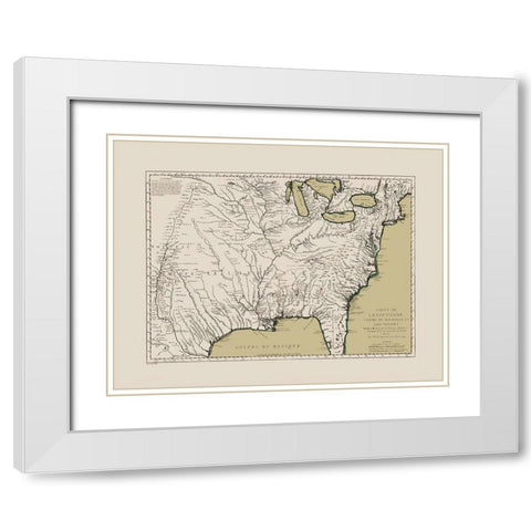 Louisiana and Neighboring Countries - Bellin 1744 White Modern Wood Framed Art Print with Double Matting by Bellin